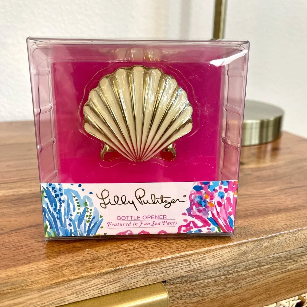 Lilly Pulitzer Fan Sea Pants Gold Shell Bottle Opener NIB